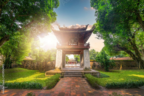 view of Van Mieu Quoc Tu Giam or The Temple of Literature was constructed in 1070, first to honor Confucius and In 1076,Quoc Tu Giam as the first university of Vietnam