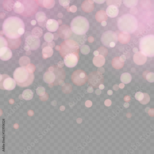 Effect of bokeh circles isolated on transparent background. Vector