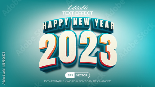 2023 new year text effect gradient style. 3D Editable text effect.