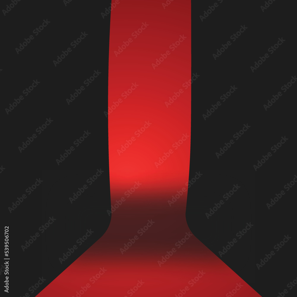 red ribbon on wall with black background.