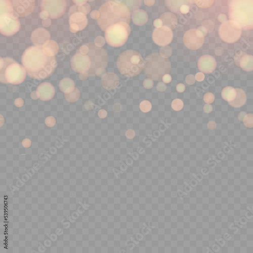 Effect of bokeh circles isolated on transparent background. Vector
