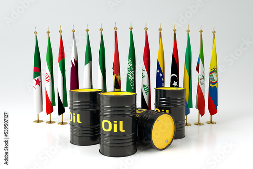3d barrel of oil concept with OPEC, petrol