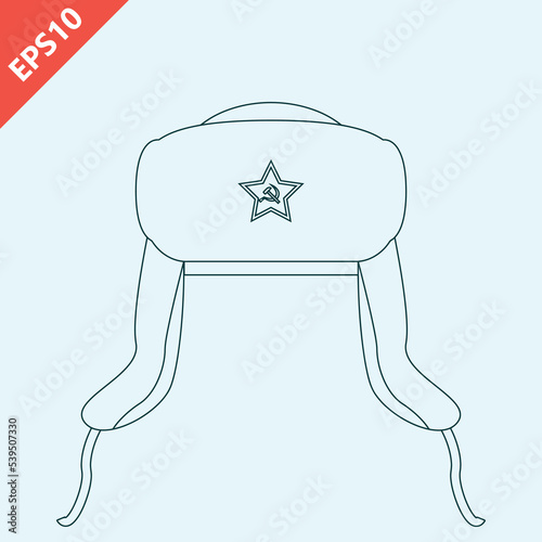 hand drawn Russian ushanka hat with a star design vector flat isolated illustration