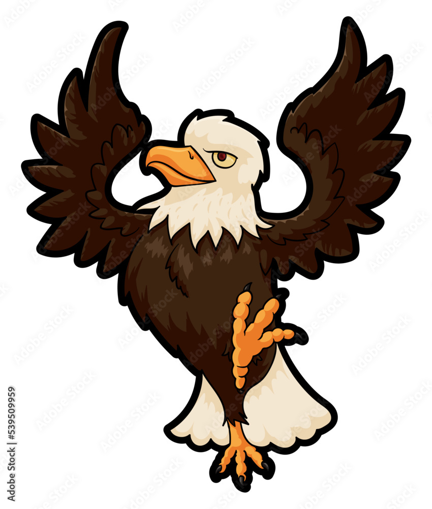 Elegant Bald Eagle with Spread Out Wings, Vector Illustration Elegant Bald Eagle with Spread Out Wings, Vector Illustration