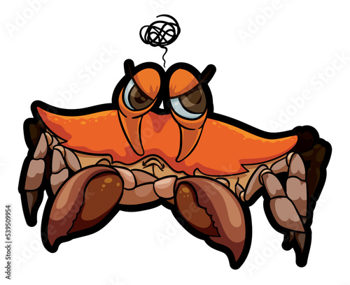 Crabby Crab with Crossed Claws and Tangled Cloud, Vector Illustration