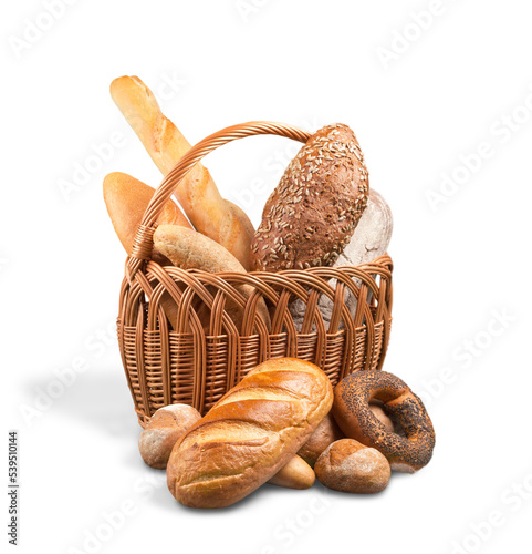 Fresh homemade bread isolated on white background