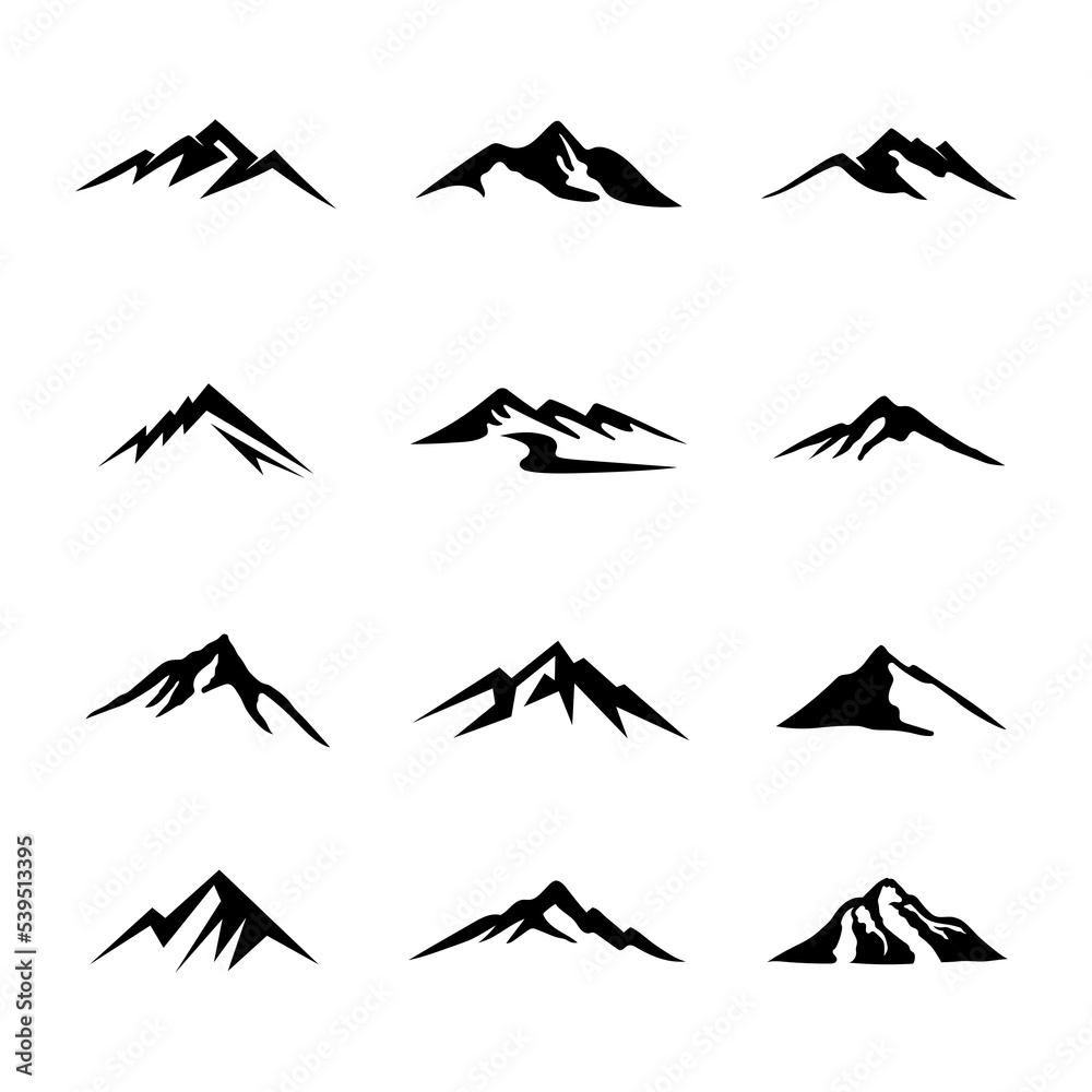 Fototapeta premium Set of Landscape Hills, Mountain Peaks Logo Design