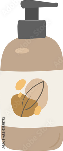 Lotion or tonik bottle isolated on white background. Hand draw beauty facial skin care product. Organic cosmetic flat vector illustration.