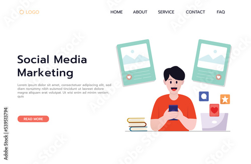 Social Media Marketing. Landing Page Web Design Concept
