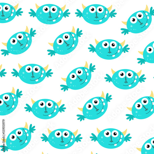 Cute monster cartoon character pattern collection suitable for textile design
