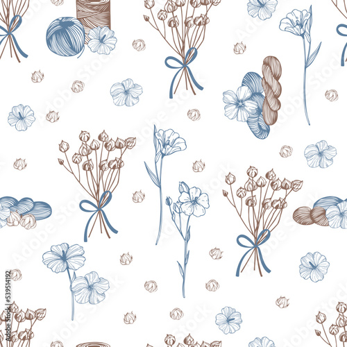 Flax plants set.  Vector  pattern
