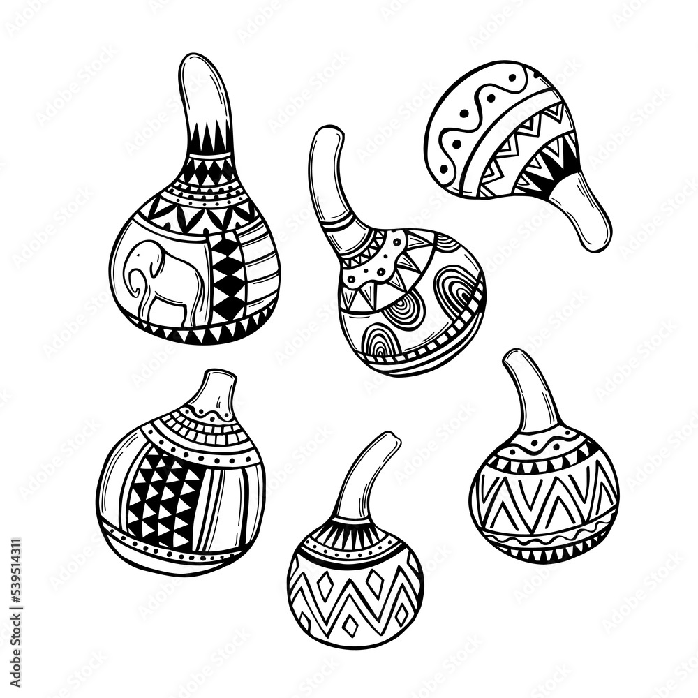 custom made wallpaper toronto digitalAfrican gourd bottles . Vector   illustration.