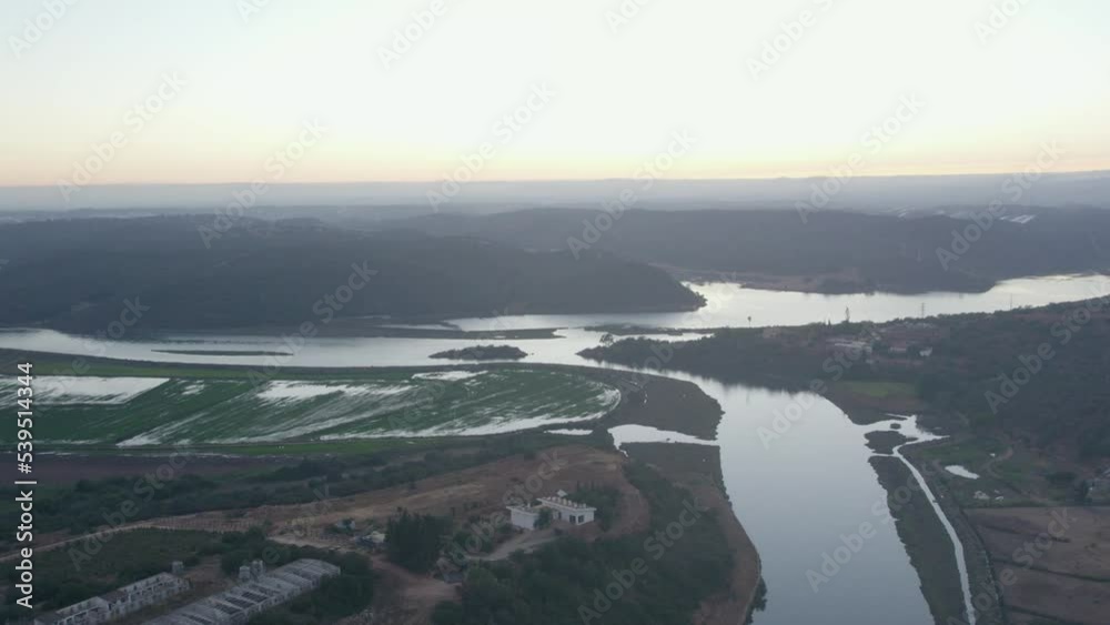 Aerial panoramic view of Algarve countryside landscape, Arade river from above Silves Town, a Popular Nature Destination Region, in South Portugal. Aerial panoramic view of Algarve countryside landscape, Arade river from above Silves Town, a Popular Nature Destination Region, in South Portugal.