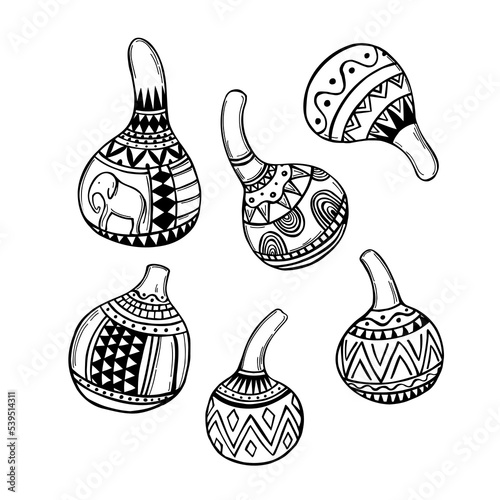 African gourd bottles . Vector   illustration.