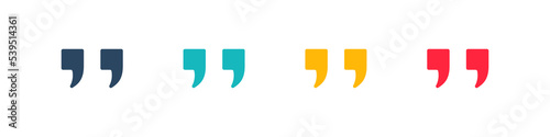 Quote mark. Vector isolated illustration. Quotation symbol sign collection. Colour quote makrs.