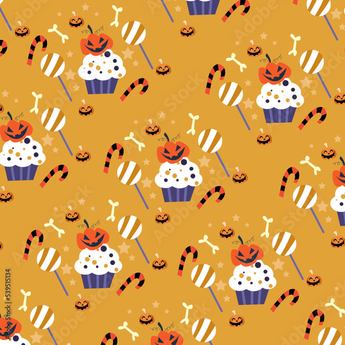 Fototapeta Naklejka Na Ścianę i Meble -  Collection of happy halloween patterns suitable for textile design and wrapping paper