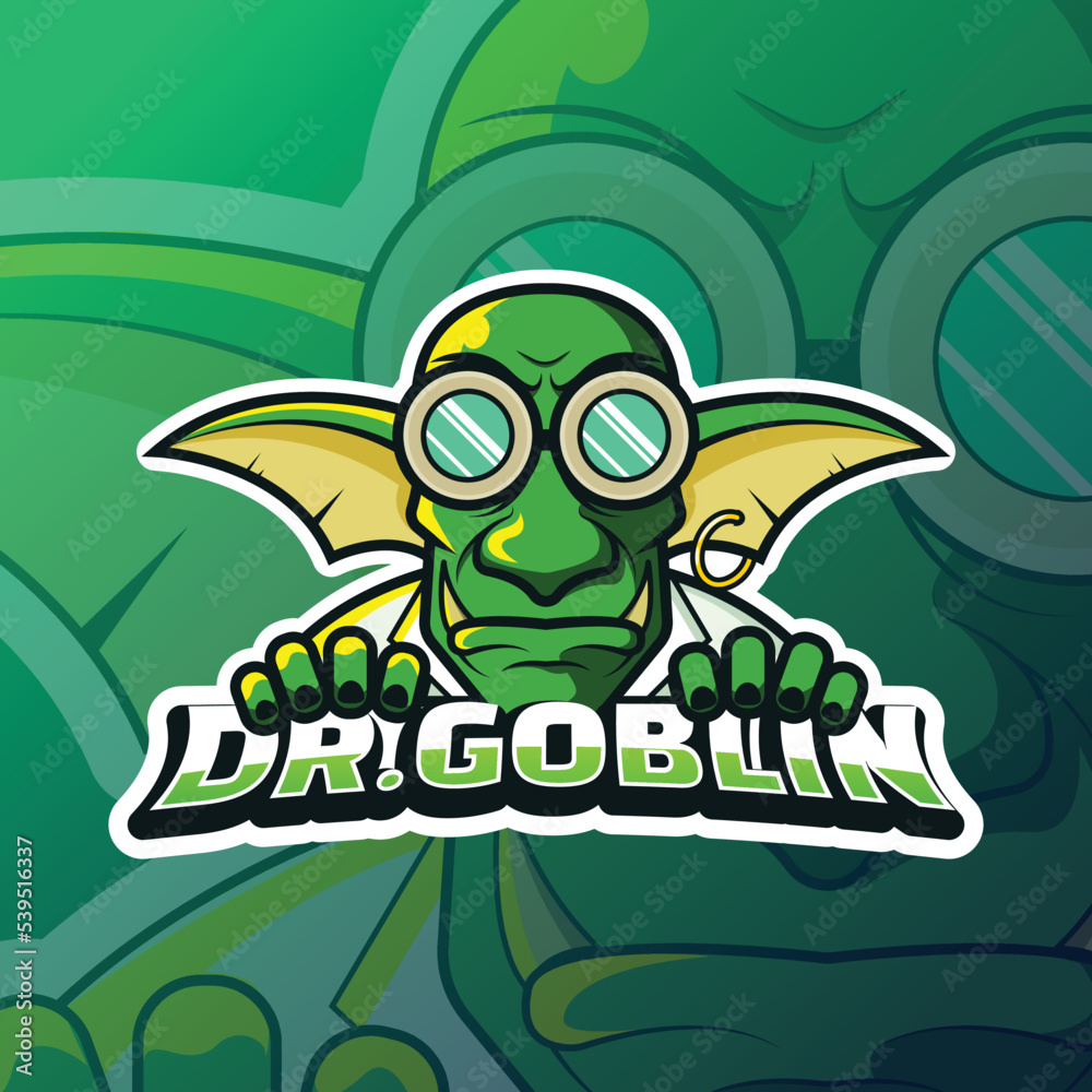 Fototapeta premium green goblin mascot esport logo