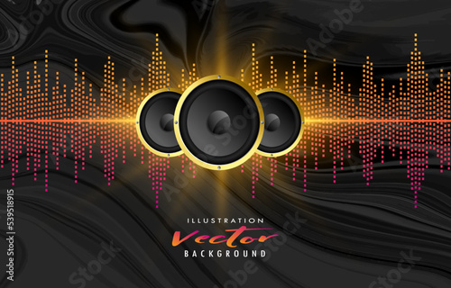 music speaker equalizer shine with watercolor background design