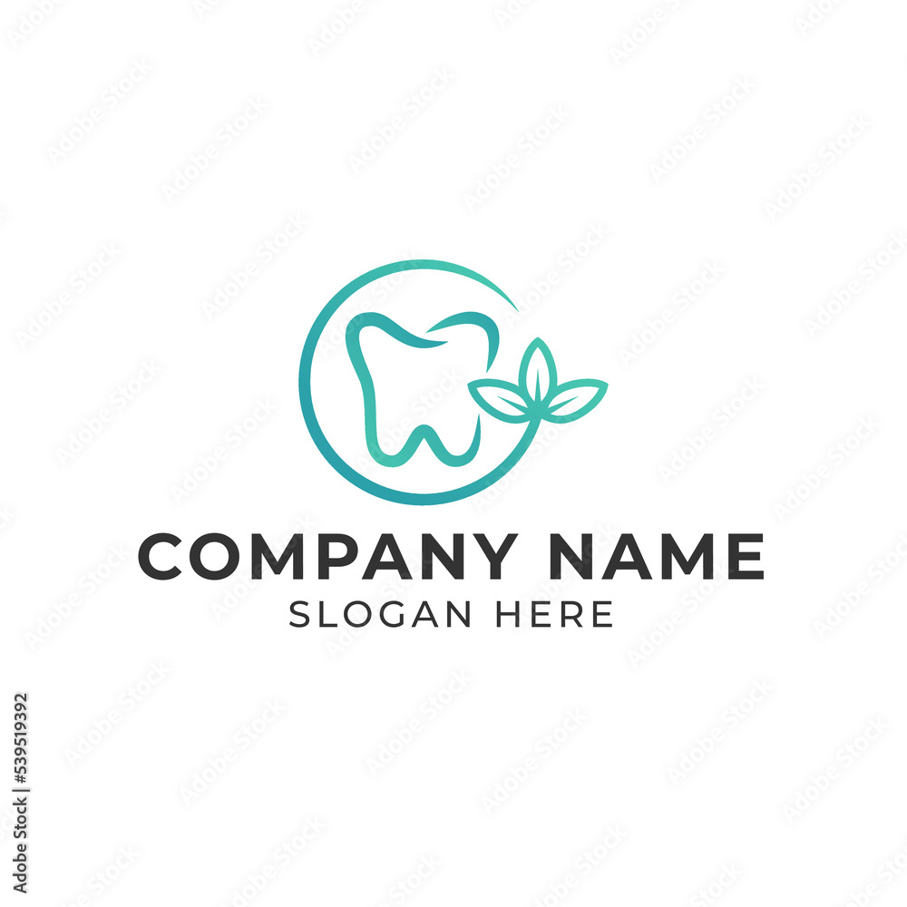 Tooth dental leaf logo