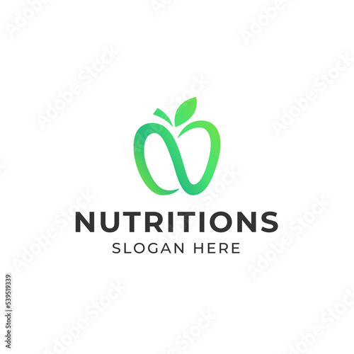 Letter N nutrition apple logo