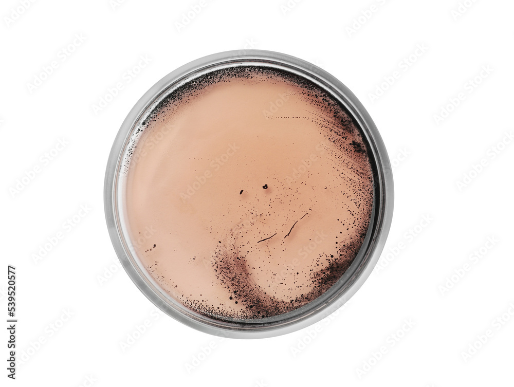 Petri dish with bacteria colony isolated on white, top view Petri dish with bacteria colony isolated on white, top view