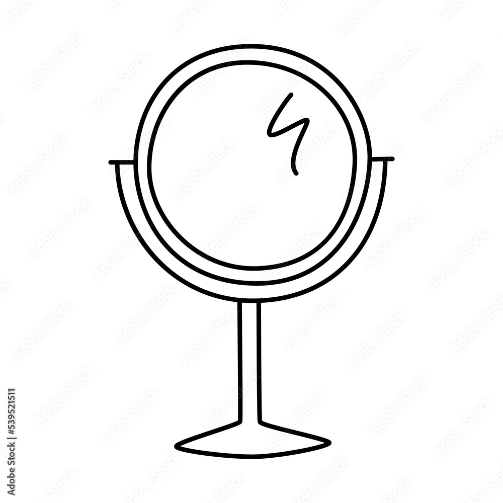 Vector doodle hand drawn illustration of a table mirror Vector doodle hand drawn illustration of a table mirror
