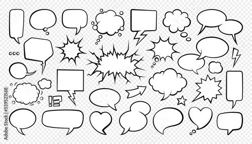 Set of comic speech bubbles. Cartoon vector illustration