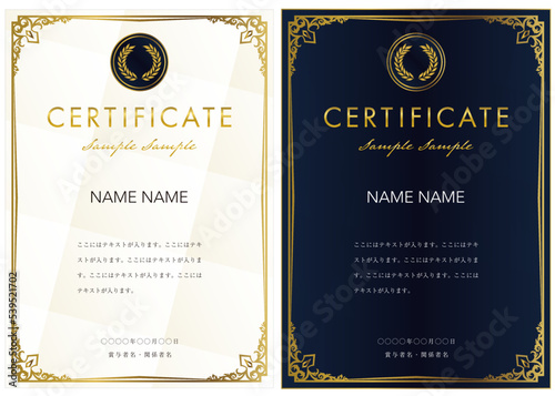 賞状１０　certificate　認定証　ディプロマ　表彰状　フレームデザイン
