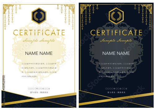 賞状１１　certificate　認定証　ディプロマ　表彰状　フレームデザイン