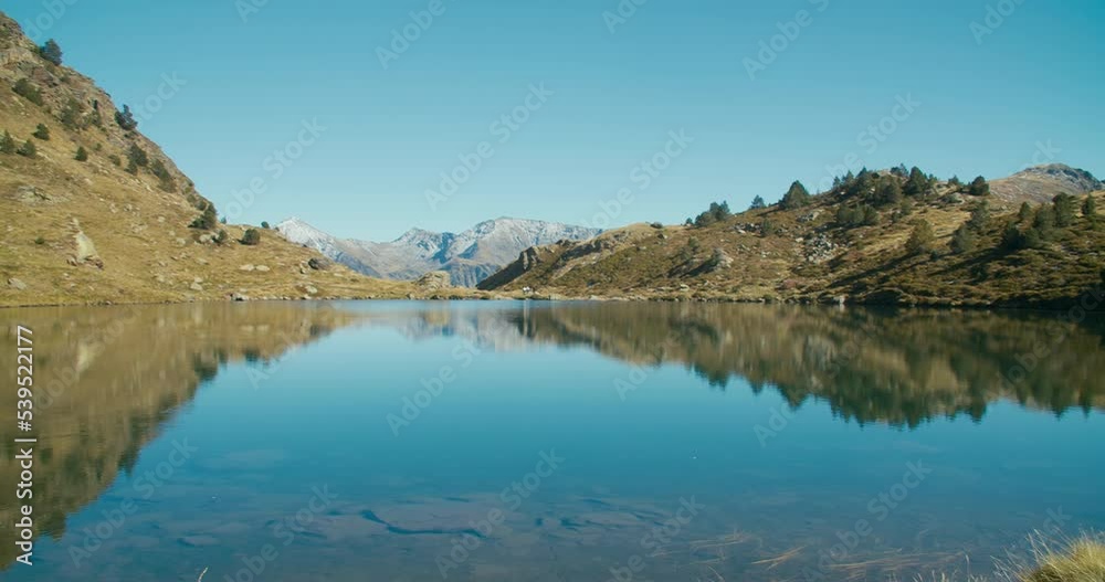 Panorama overview on travel of mountain beautiful lake with sky reflection Panorama overview on travel of mountain beautiful lake with sky reflection