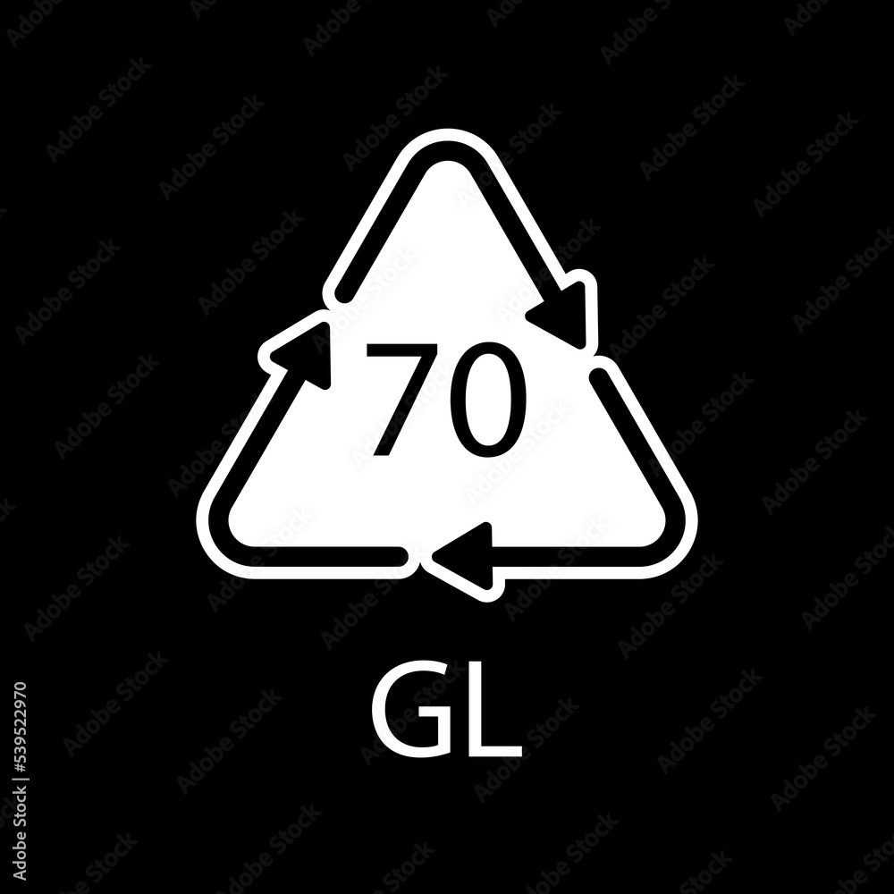 Glass recycling code 70 GL. Vector illustration Glass recycling code 70 GL. Vector illustration