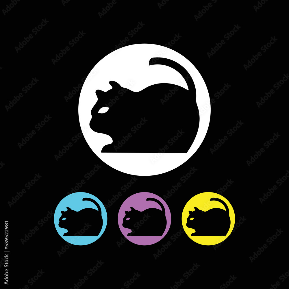 Circle cat animal logo design Circle cat animal logo design