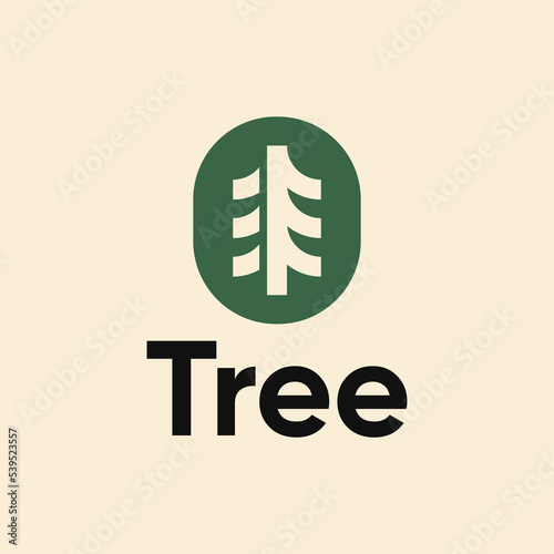 Nature logo design concept.  Minimal icon of abstract tree spruce. Geometric element needles. Modern vector illustration. Park nature emblem sign symbol mark. 