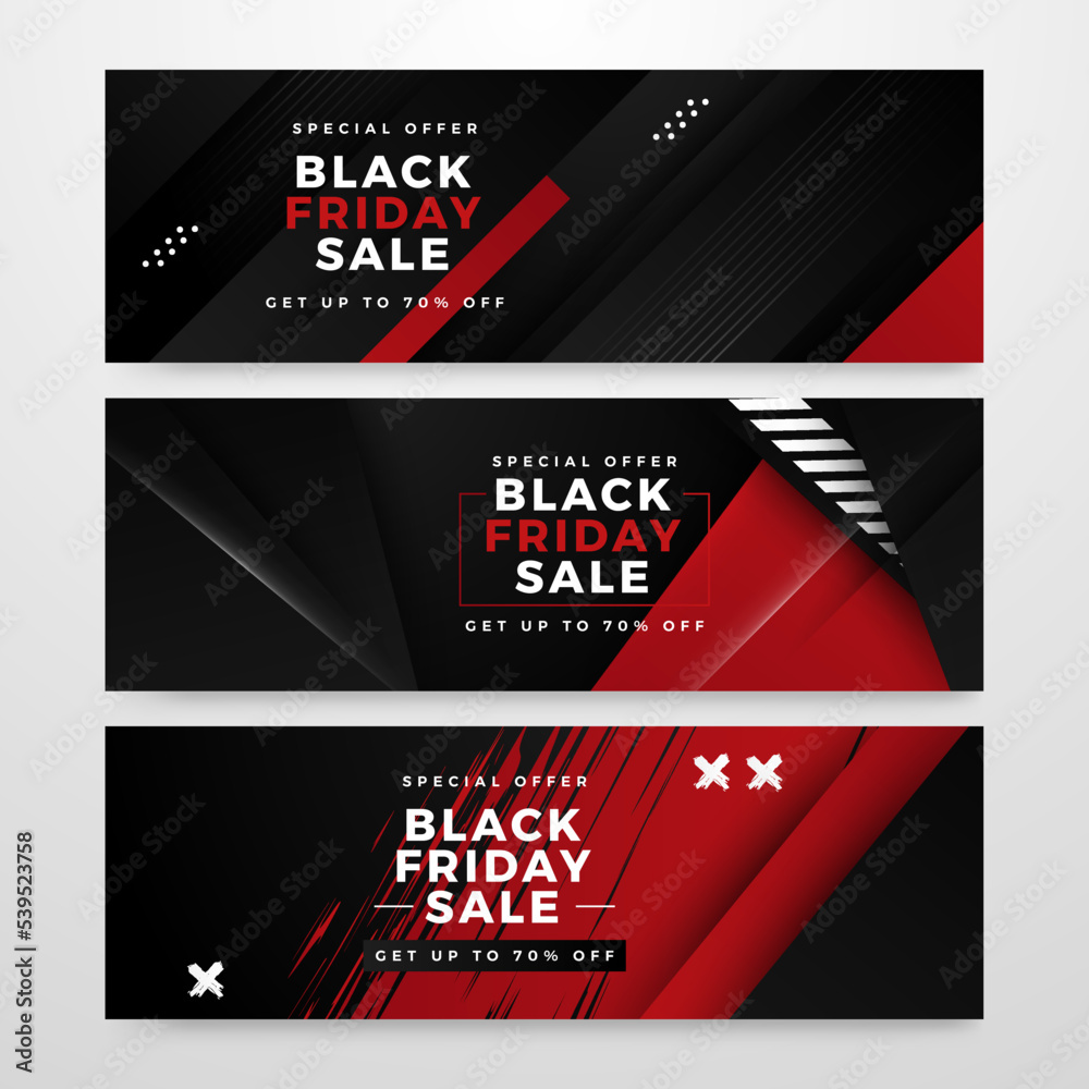 Black friday super sale banner. Black friday red and black abstract sale promotion banner. Universal vector background for sale poster, banners, flyers, card, advertising brochure
