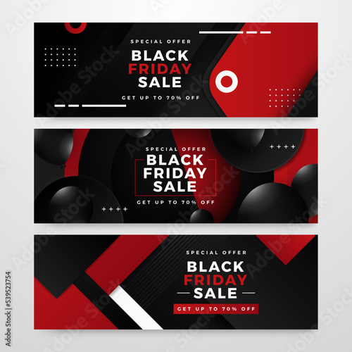 Black friday super sale banner. Black friday red and black abstract sale promotion banner. Universal vector background for sale poster, banners, flyers, card, advertising brochure