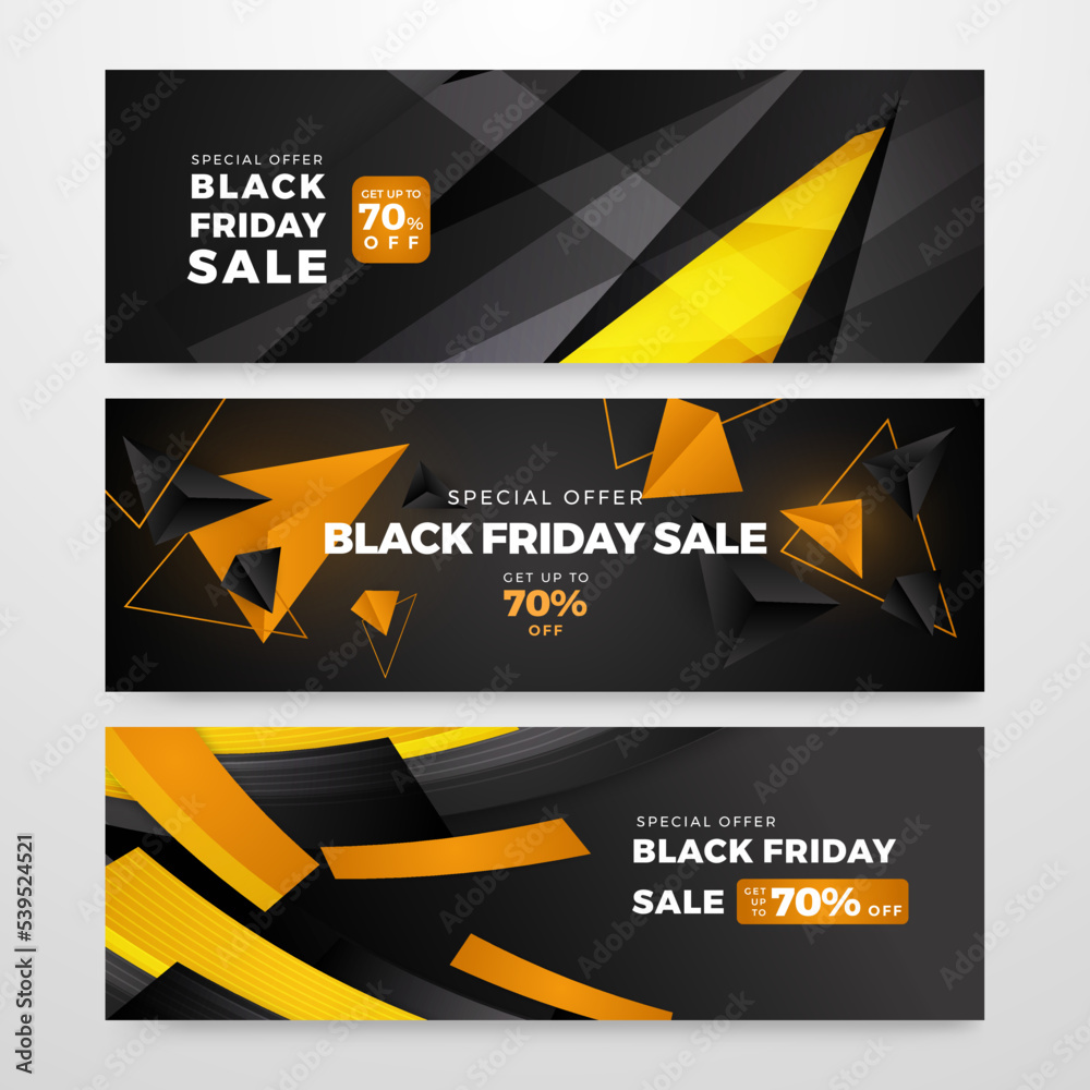 Black friday yellow and black abstract sale banner