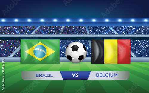 Brazil vs Belgium soccer stadium vector design template 