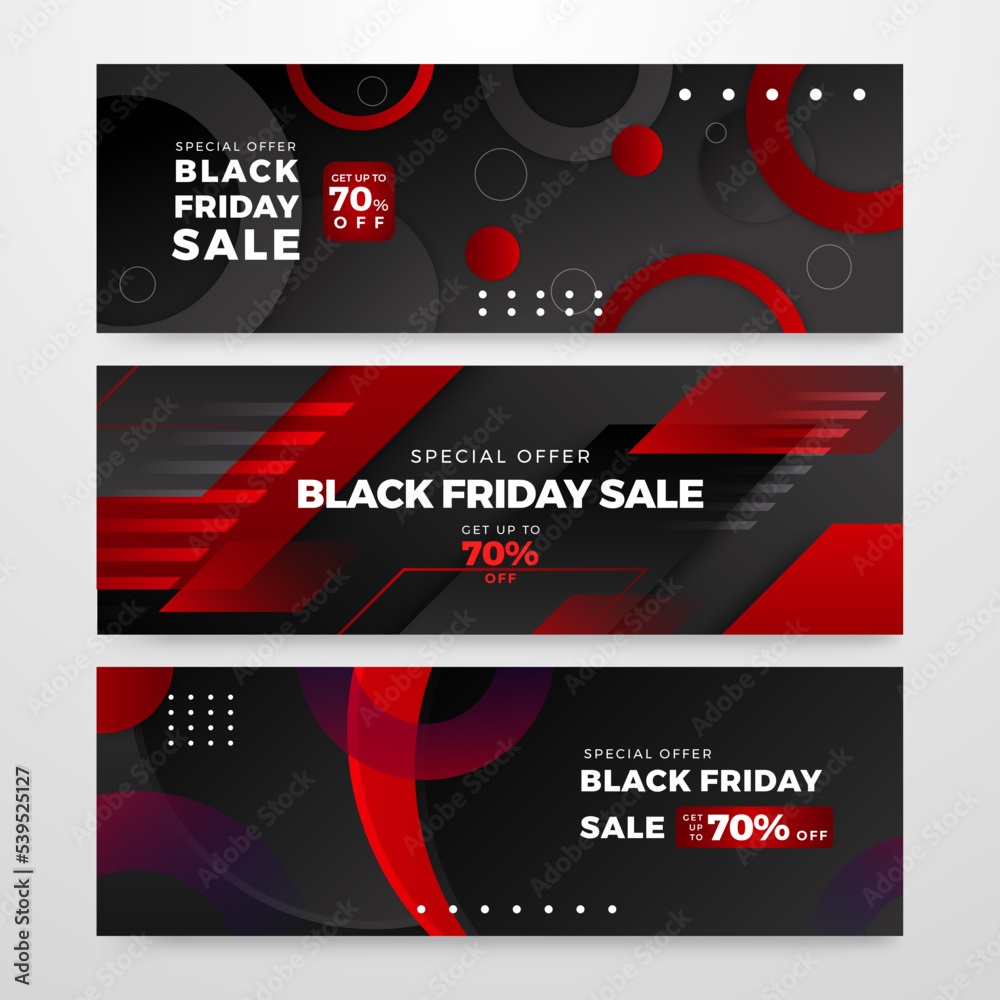 Fototapeta premium Black friday sale banner with red and black yellow gradient. Offer ads promotion discount banner
