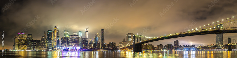 Brooklyn Bridge and Manhattan at night