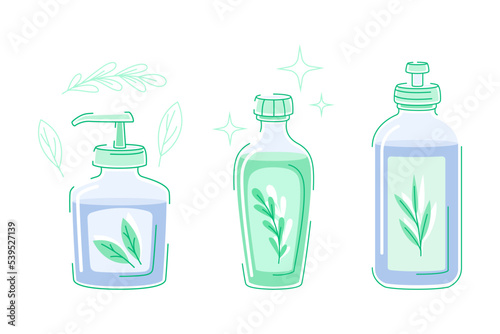 Plastic Bottle with Cleaning Detergent as Domestic Disinfectant for Washing Vector Set
