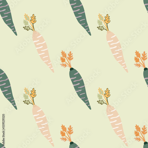 Hand drawn carrot seamless pattern. Doodle carrots wallpaper.