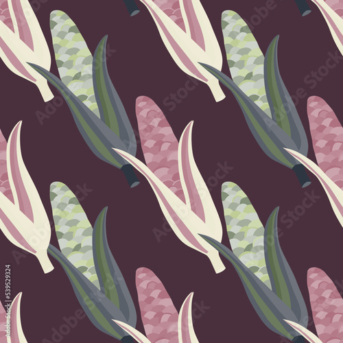 Corn plants seamless pattern. Corn cobs endless wallpaper.
