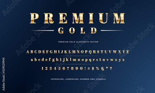 Premium Gold Text Effect Alphabets