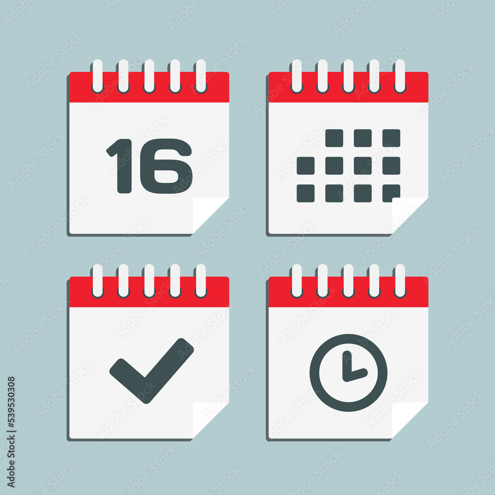 Icon calendar number 16, agenda app, timer, done Icon calendar number 16, agenda app, timer, done