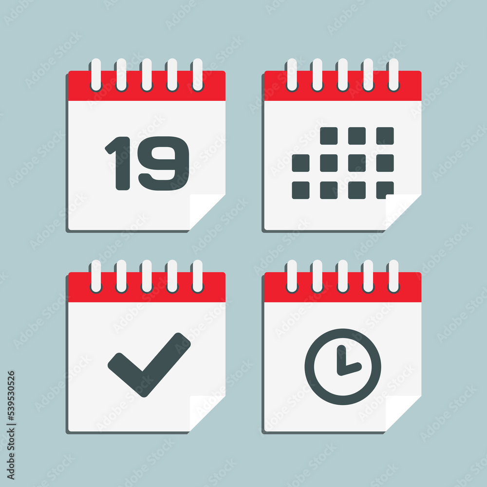 Icon calendar number 19, agenda app, timer, done Icon calendar number 19, agenda app, timer, done