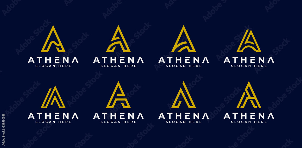 Set of abstract luxury premium letter a monogram logo design Stock ...