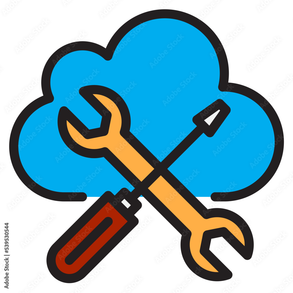 Config cloud computing color line style icon Config cloud computing color line style icon