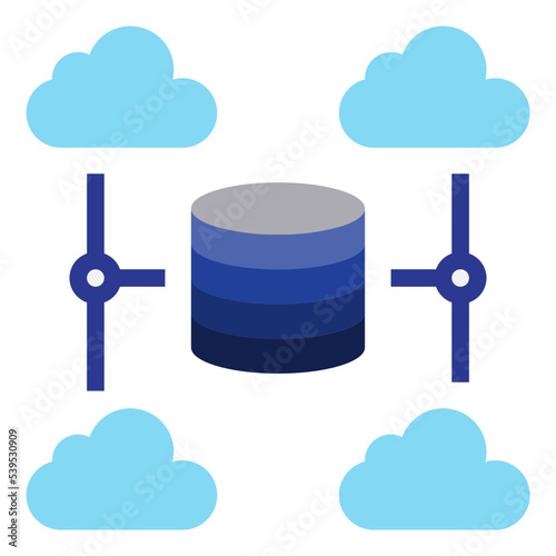 Database cloud flat style icon