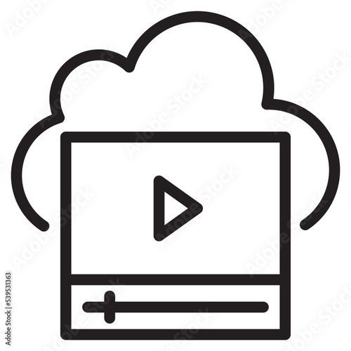 Vedio cloud outline style icon