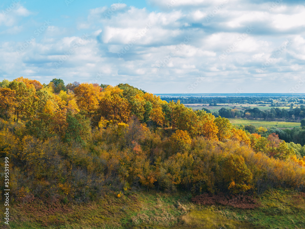 Autumn landscape view from the hill